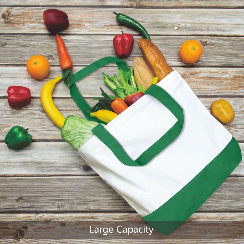 TOPDesign 3-Pack Super Strong Large 12oz Cotton Canvas Tote Bags, Reusable Grocery Shopping Cloth Bags, Fashionable Two-Tone Totes for Crafts, DIY Your Creative Designs - Image 4